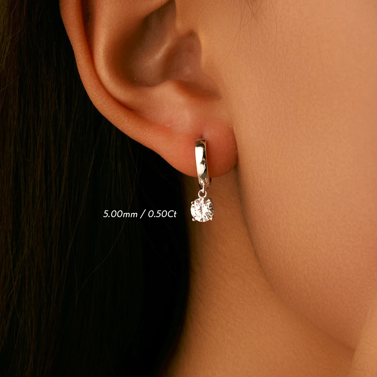Moissanite Drop Hoops
