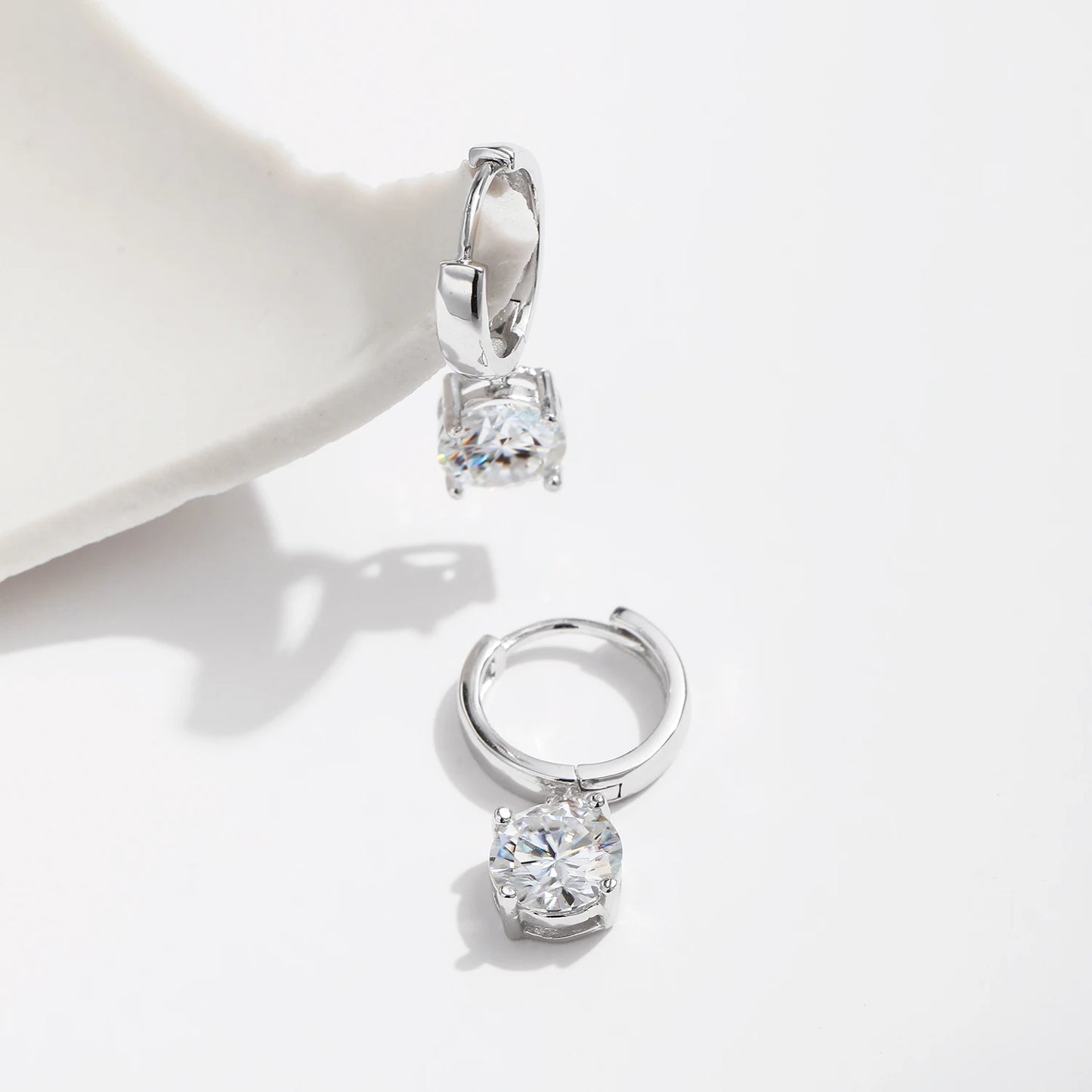Moissanite Drop Hoops