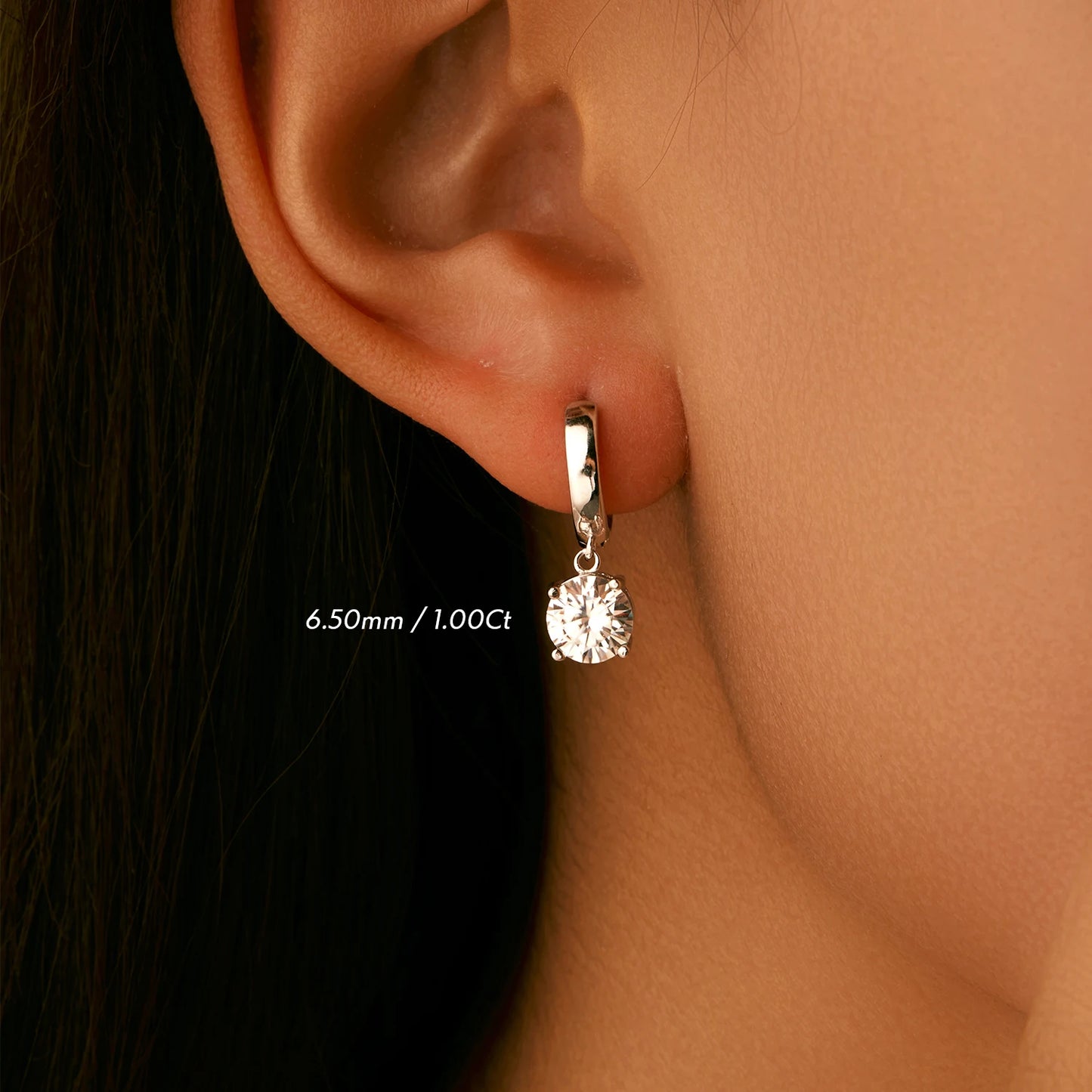 Moissanite Drop Hoops