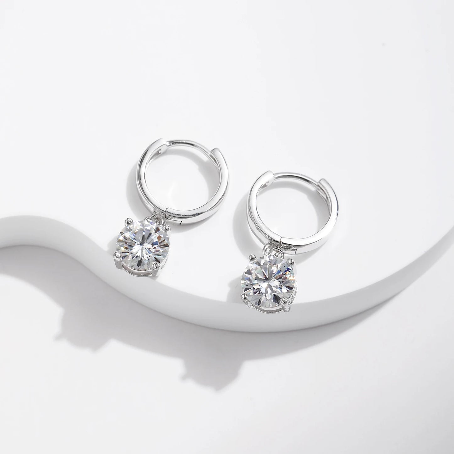 Moissanite Drop Hoops